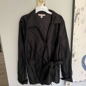 NWT JM Collection Wrap Blouse. Ebony black. 16W. Never worn. Still has tags.